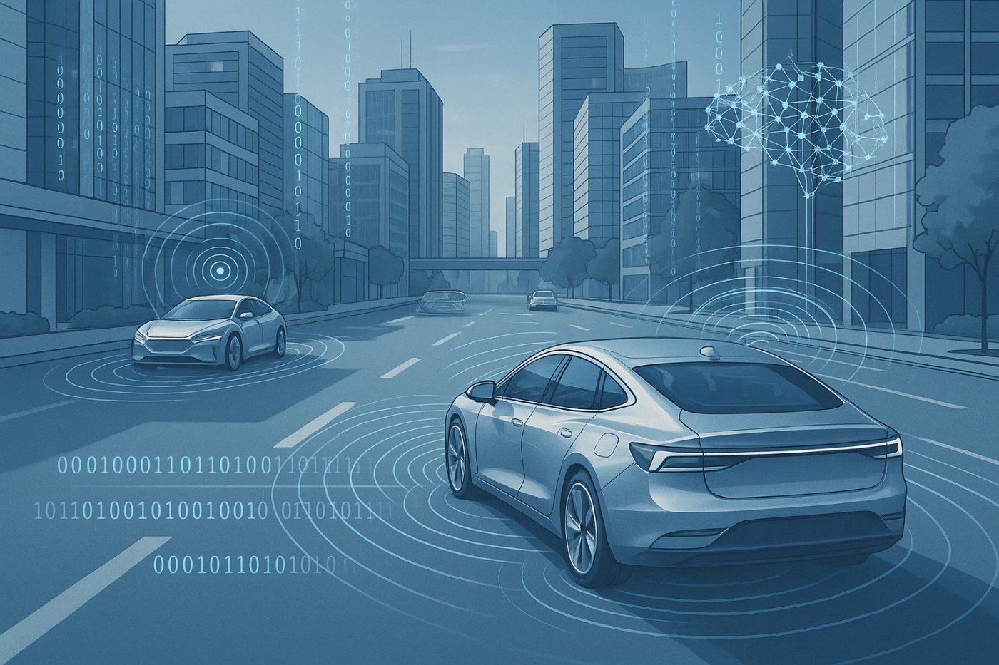 inteligencia artificial, conducción autónoma, vehículos autónomos, aprendizaje automático, redes neuronales, sensores LiDAR, visión por computadora, algoritmos de decisión